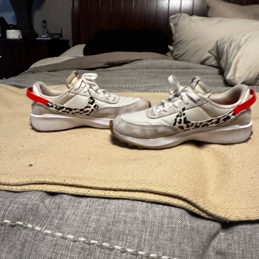 Nike Women's Sneakers with Leopard Print and Red Details